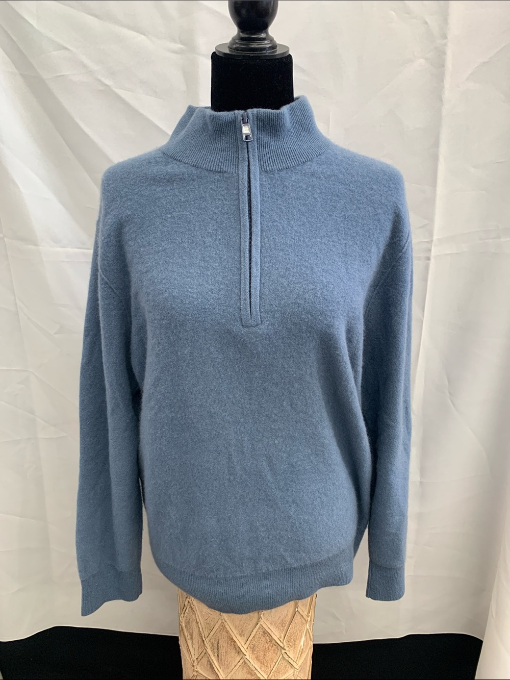 Vince Dusty Blue Half-Zip Turtleneck Sweater